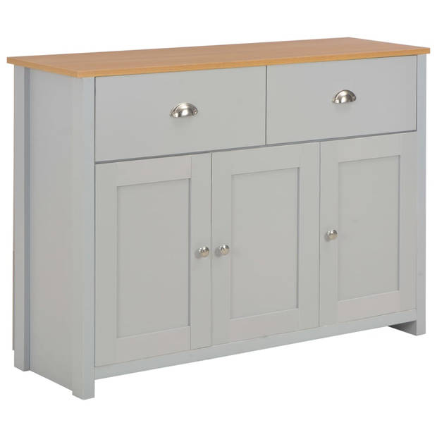 The Living Store Dressoir Opbergvakken - 112 x 35 x 81 cm - Grijs/Natuurlijke houtkleur