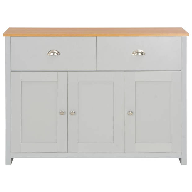 The Living Store Dressoir Opbergvakken - 112 x 35 x 81 cm - Grijs/Natuurlijke houtkleur