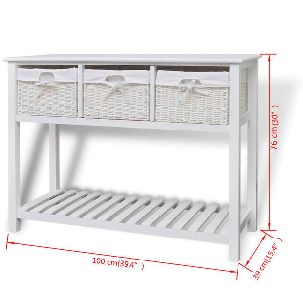 The Living Store Dressoir - Geweven manden - 100 x 39 x 76 cm - MDF - paulowniahout