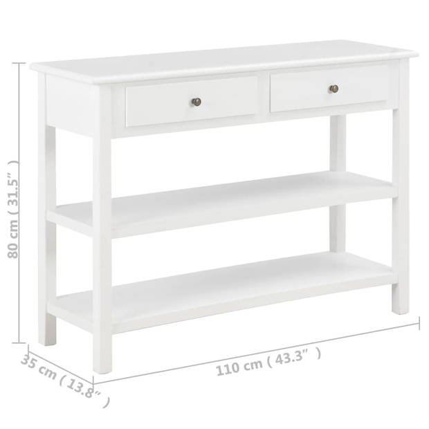 The Living Store Dressoir - MDF - 110 x 35 x 80 cm - wit