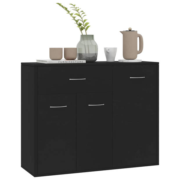 The Living Store Dressoir - Hoogwaardig bewerkt hout - 88 x 30 x 70 cm - Zwart