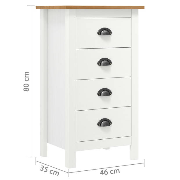 vidaXL Dressoir Hill 46x35x80 cm massief grenenhout wit