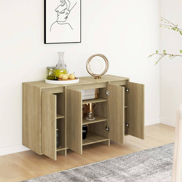 The Living Store Dressoir Bijzetkast - 120x41x75 cm - Sonoma eiken - Montage vereist