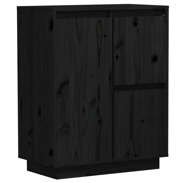 The Living Store Dressoir Grenenhouten - 60x34x75 cm - Zwarte kleur