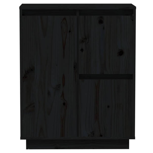 vidaXL Dressoir 60x34x75 cm massief grenenhout zwart
