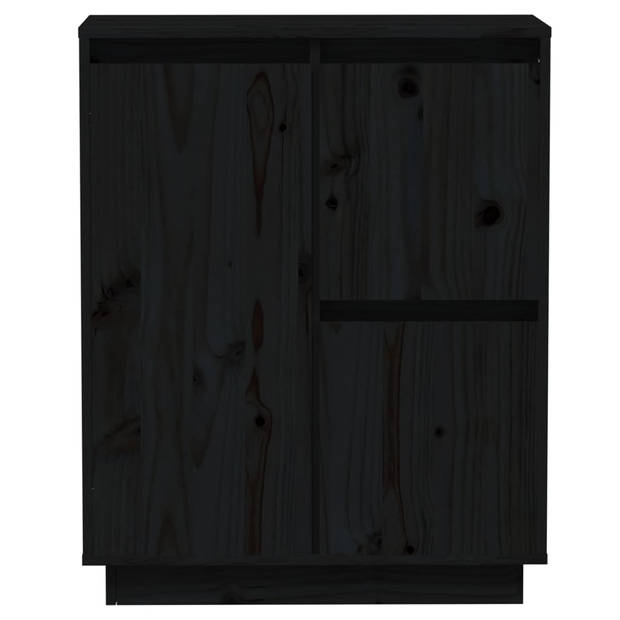 The Living Store Dressoir Grenenhouten - 60x34x75 cm - Zwarte kleur