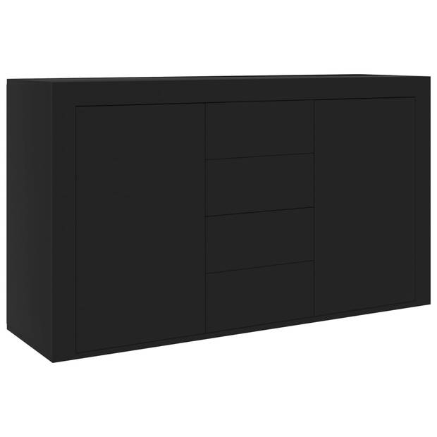 The Living Store Dressoir - Bijzetkast - Zwart - 120x36x69 cm - 2 deuren - 4 lades