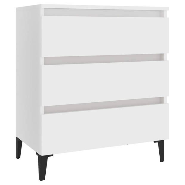 The Living Store Dressoir Industriële Stijl - 60 x 35 x 69 cm - Wit - Met 3 lades