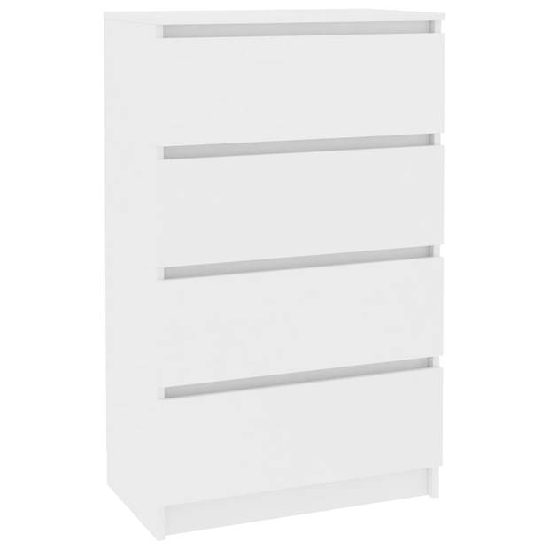 The Living Store Dressoir - Minimalistisch - Ladekast - 60 x 35 x 98.5 cm - Wit - Bewerkt Hout