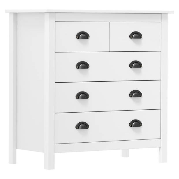 The Living Store Hill Dressoir - Bijzetkast - 79 x 40 x 80 cm - 5 lades - Wit