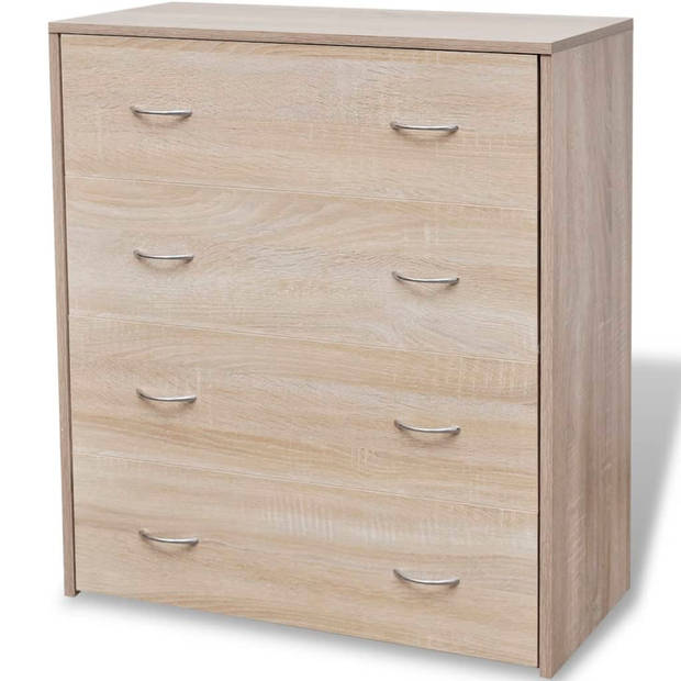 The Living Store Dressoir - Eiken - 60 x 30.5 x 71 cm - 4 lades