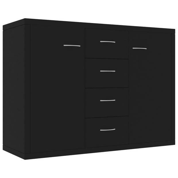 The Living Store Dressoir Minimalistisch - 88 x 30 x 65 cm - Zwart - 4 lades en 2 deuren