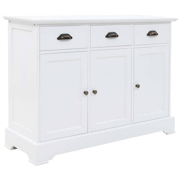 The Living Store Dressoir - Wit - MDF - 105 x 35 x 77.5 cm - Met 3 lades en 3 deuren