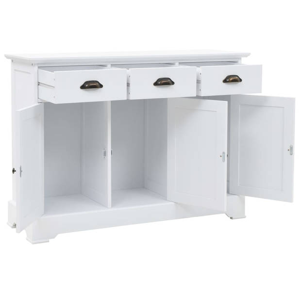 The Living Store Dressoir - Wit - MDF - 105 x 35 x 77.5 cm - Met 3 lades en 3 deuren