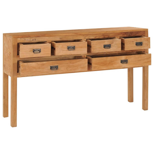 The Living Store Dressoir Retro - Massief Teakhout - 125 x 30 x 75 cm - 6 lades