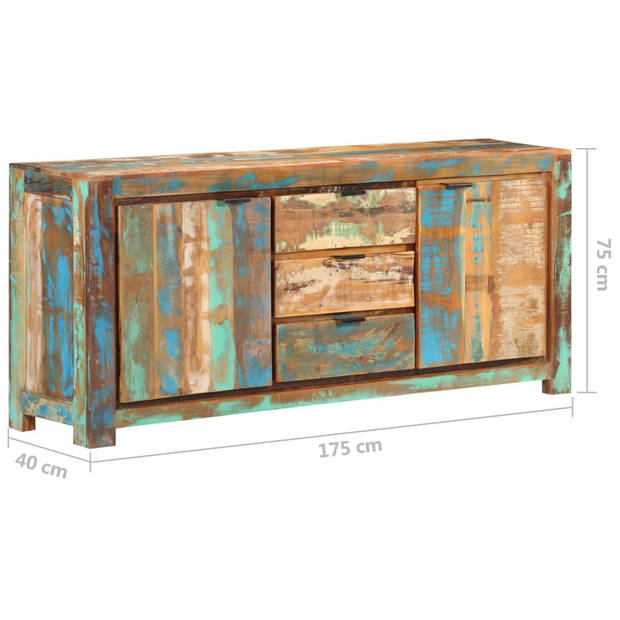 The Living Store Houten dressoir - opbergkast 2 deuren 3 lades - 175 x 40 x 75 cm - Gerecycled hout