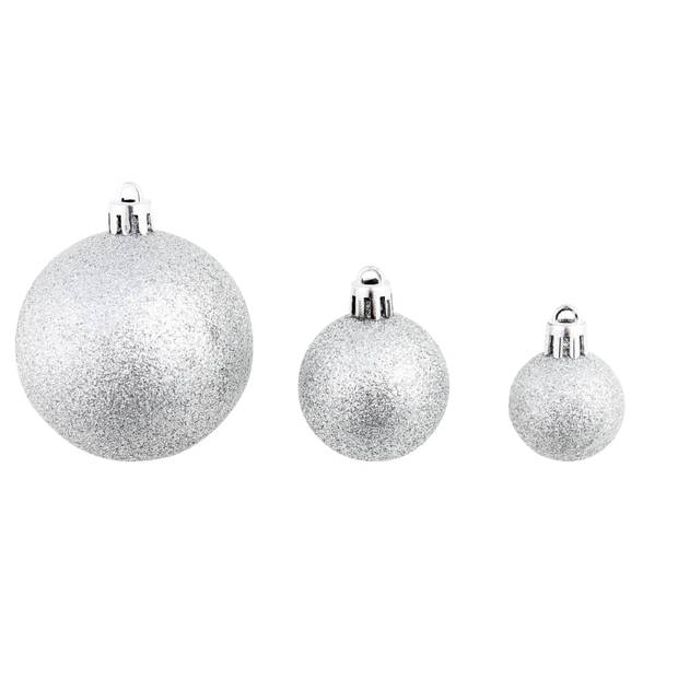 The Living Store Kerstballen - Glanzend - Kunststof - 3 cm - 4 cm - 6 cm - Zilver