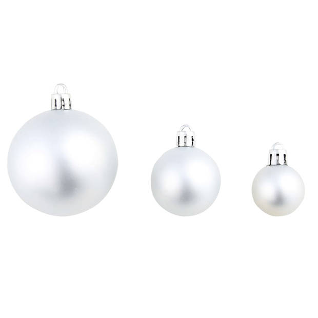 The Living Store Kerstballen - Glanzend - Kunststof - 3 cm - 4 cm - 6 cm - Zilver