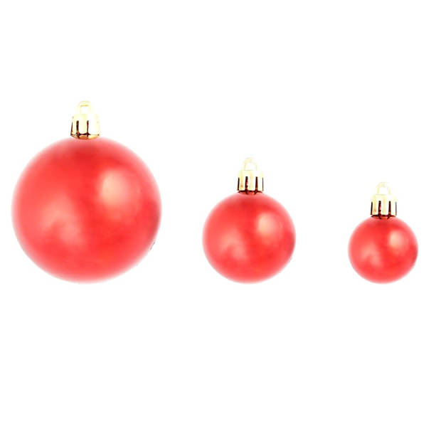 The Living Store Kerstballen Rood - Kunststof - 3 cm - 4 cm - 6 cm - Draad meegeleverd