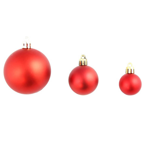 The Living Store Kerstballen Rood - Kunststof - 3 cm - 4 cm - 6 cm - Draad meegeleverd