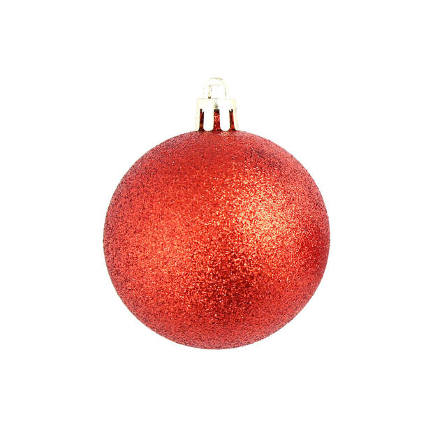 The Living Store Kerstballen Rood - Kunststof - 3 cm - 4 cm - 6 cm - Draad meegeleverd