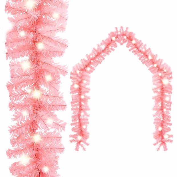 The Living Store Kerstslinger - Roze PVC - 20m - LED verlichting - Laag stroomverbruik