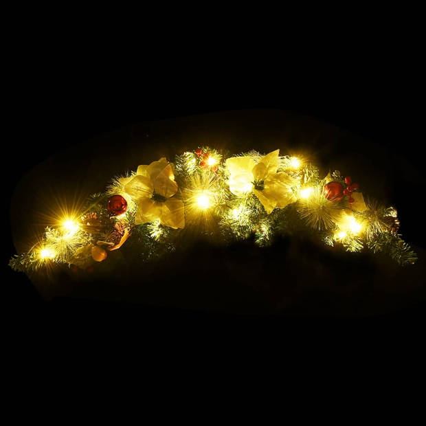 vidaXL Kerstboog met LED-lampjes 90 cm PVC groen