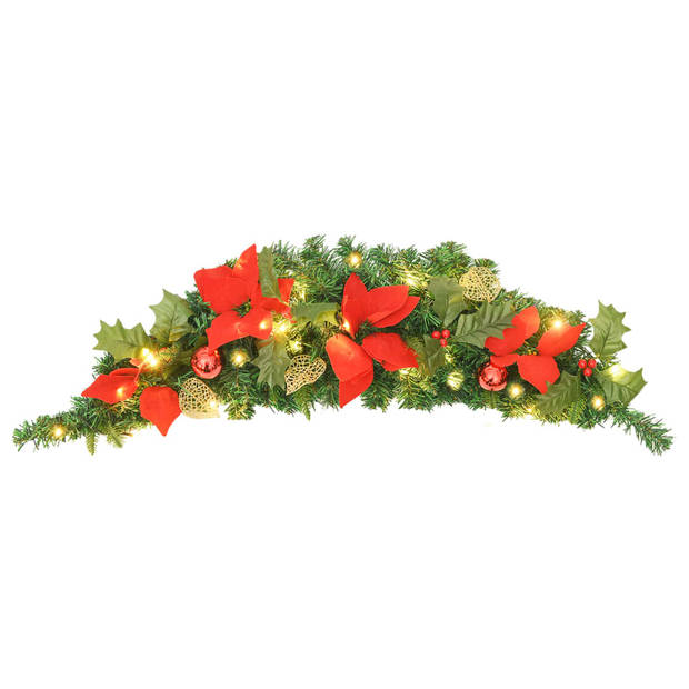 The Living Store Kerstboog - PVC - 90 cm - Met 20 LEDs - Rode decoratie