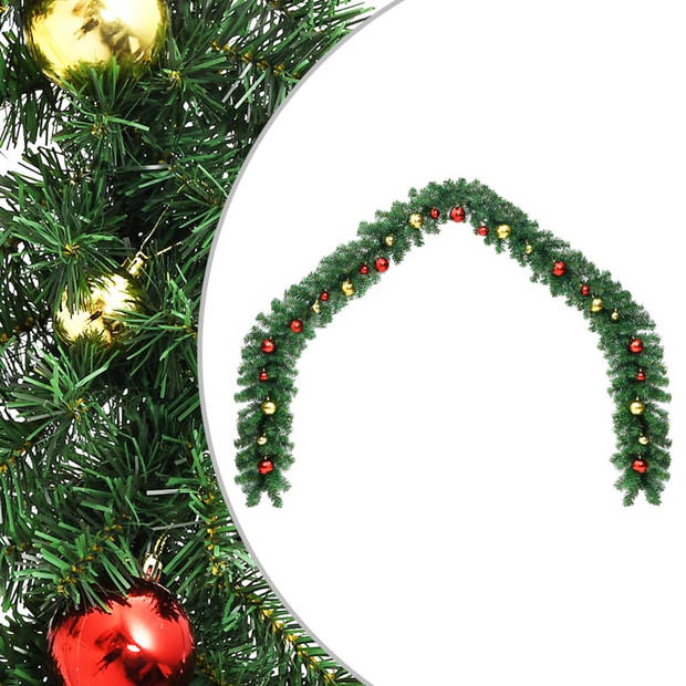 The Living Store Kerstslinger - Groen - PVC - 10m - Met 900 takken - Goud en rood