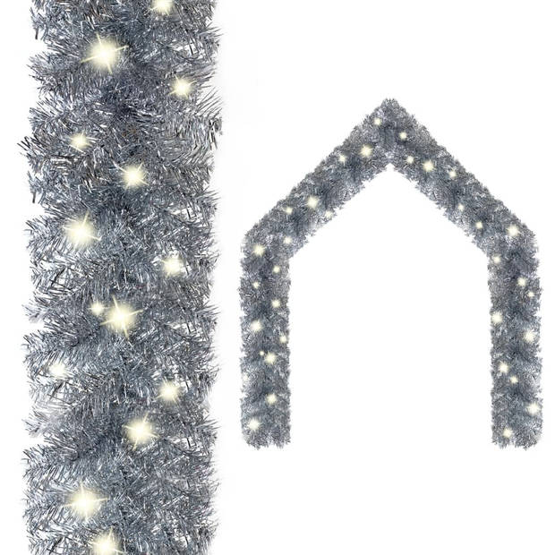 The Living Store Guirlande LED Kerstslinger - 20m - Zilver - PVC