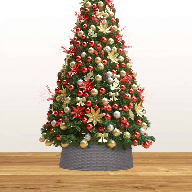 The Living Store Kerstboomkraag - Kunststof - Bruin - 48 cm bovenkant / 54 cm onderkant - Rattan-look - Montage vereist