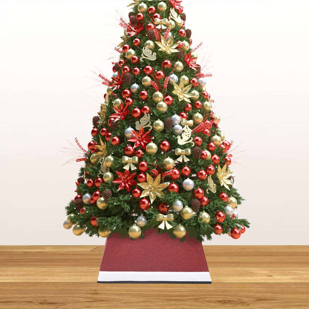 The Living Store Kerstboomkraag - Rood/Wit - 25cm - Stof/Karton