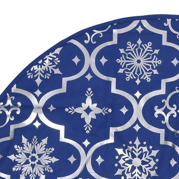 The Living Store Kerstboomrok - Blauw - 150 cm diameter - Met sneeuwpatroon - Inclusief kerstsok