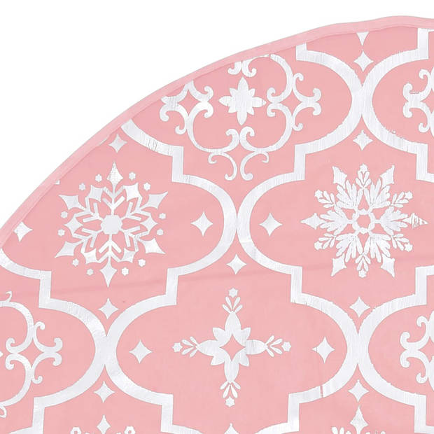 The Living Store Kerstboomrok - Roze - 90 cm - Met Sneeuwpatroon - Inclusief Kerstsok