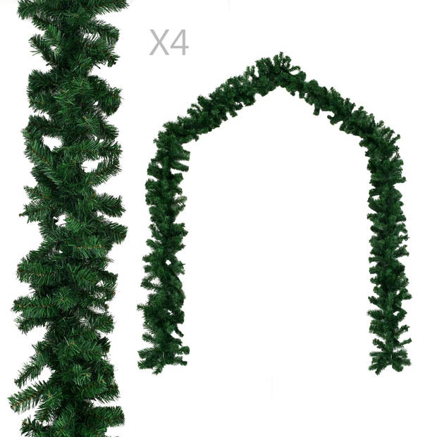 The Living Store Guirlande Kerstslinger - 4 x 270 cm - Groen PVC - Weerbestendig