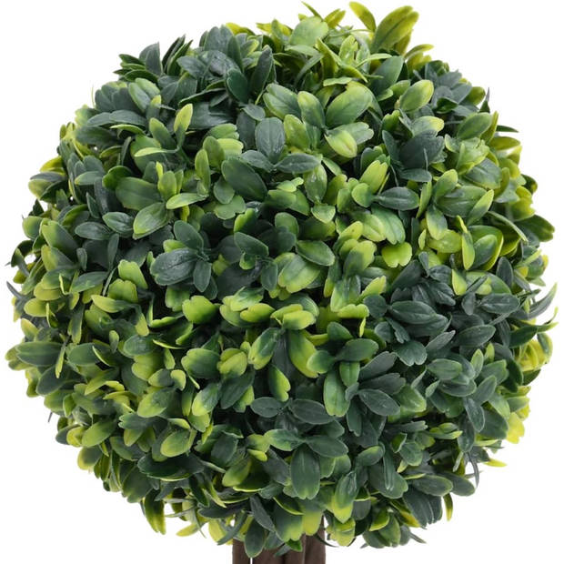 The Living Store Buxus Kunstplant - Groene Decoratieplant - Weerbestendig - 14.5 x 56 cm - Stabiele Eucalyptushouten