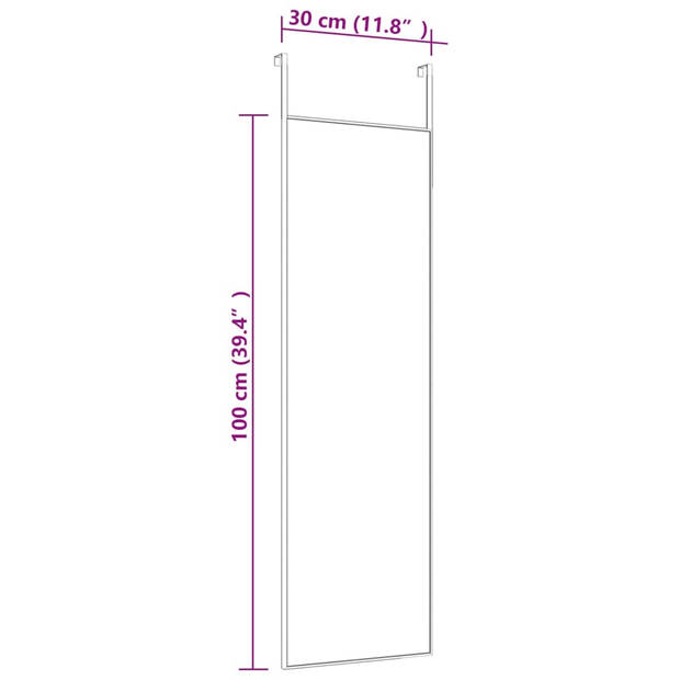 vidaXL Deurspiegel 30x100 cm glas en aluminium zwart