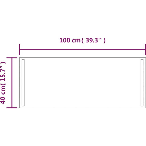 The Living Store Badkamerspiegel LED - 40 x 100 cm - Waterdicht - Met USB-interface