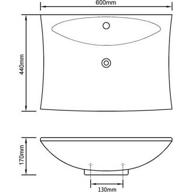 The Living Store Wastafel - Badkamer en toilet - 600 x 440 x 170 mm - Hoogglans afwerking