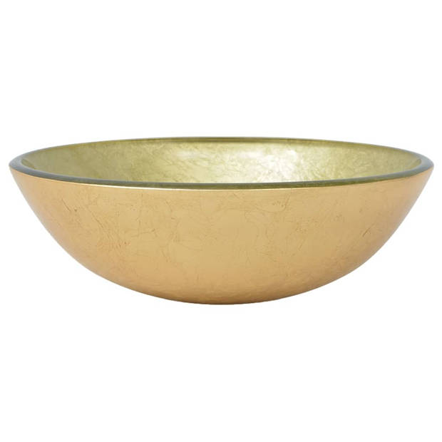 The Living Store Goud Bovenblad Wasbak - 42 x 14 cm - Gehard glas - 1.2 cm dik