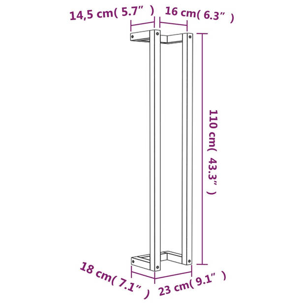 vidaXL Handdoekenrek 23x18x110 cm massief grenenhout wit