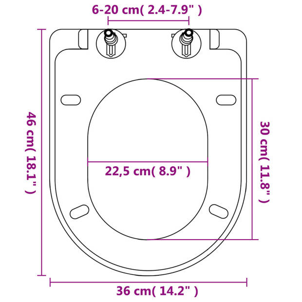 The Living Store Toiletbril - Soft-close - Wit - Kunststof - 46x36 cm - Incl - 2 toiletbrillen