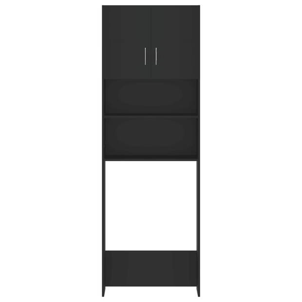The Living Store Wasruimtekasten - Set van 2 - Zwart - 96 x 25.5 x 190 cm - Opbergmogelijkheden en duurzaam