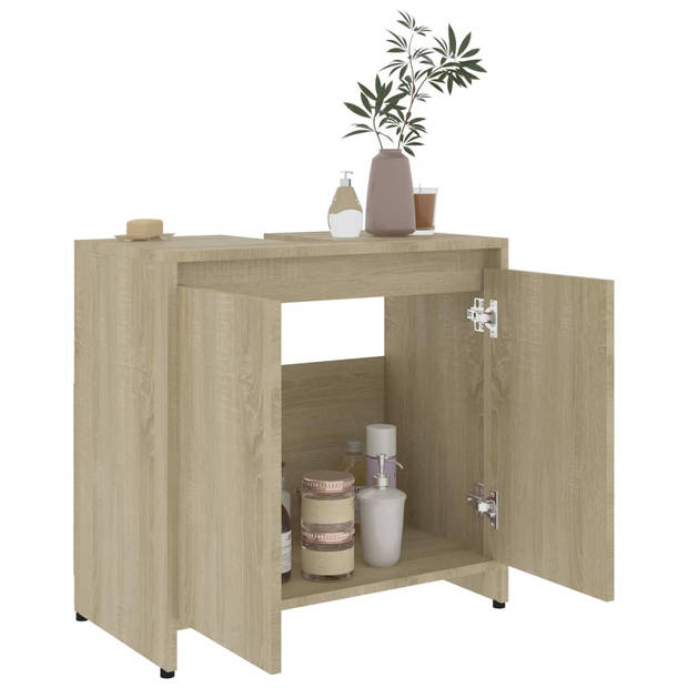 The Living Store Badkaast Sonoma Eiken - 60 x 33 x 61 cm - Met 1 vak en 2 deuren