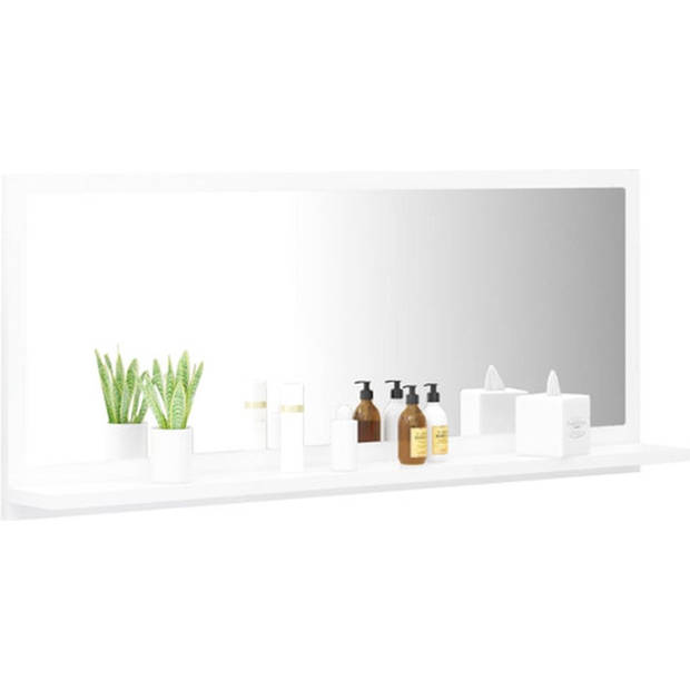 The Living Store Wandspiegel - Hoogglans wit - 90 x 10.5 x 37 cm (B x D x H)