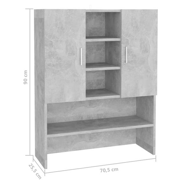 The Living Store Badkaast - betongrijs - 70.5 x 25.5 x 90 cm