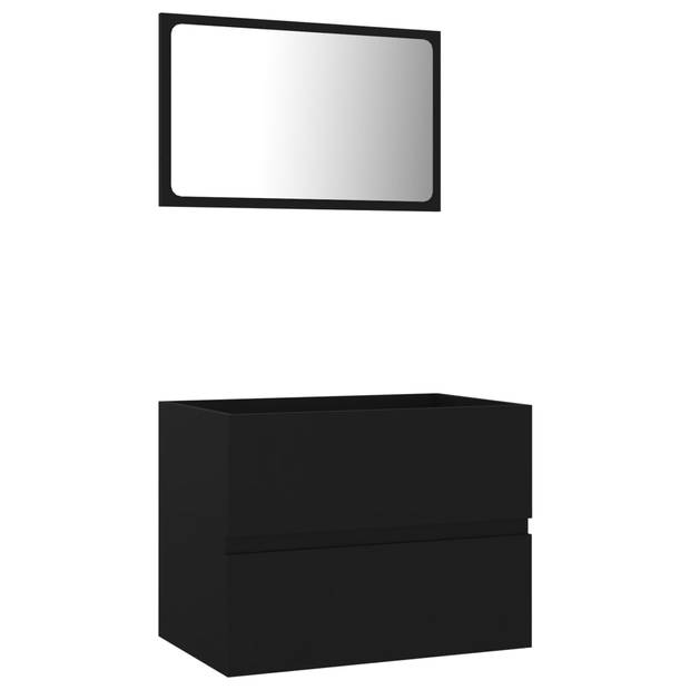 The Living Store Badkamermeubelset - zwart - spaanplaat - 60 x 38.5 x 45 cm - 1 lade