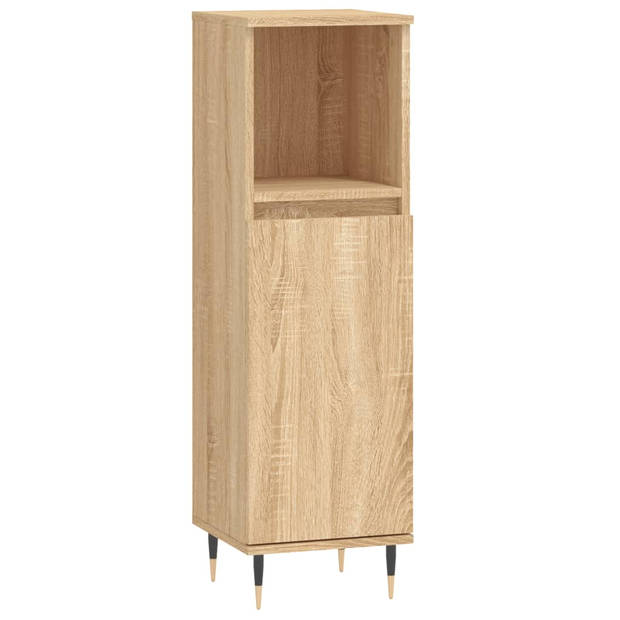 The Living Store Badkamermeubelset - Badkaasten 30x30x190 cm - 30x30x100 cm - Wastafelkast 80x33x60 cm - Sonoma Eiken