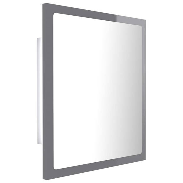 The Living Store Wandspiegel - LED - RGB-licht - Hoogglans grijs - 40x8.5x37cm