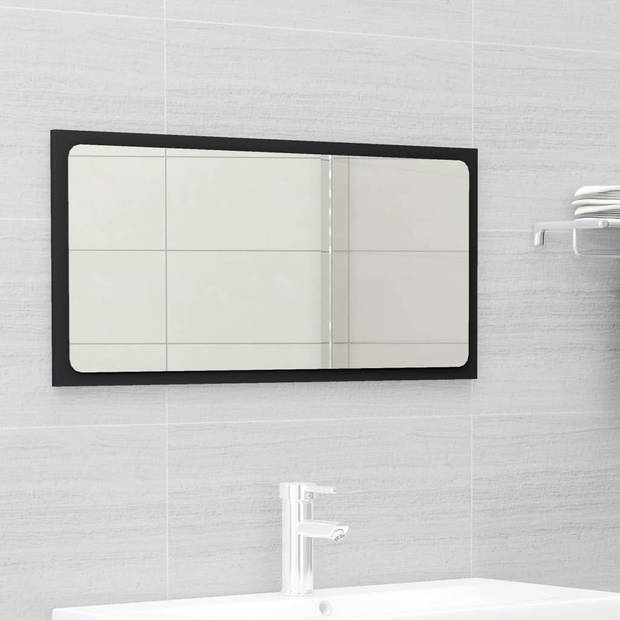 The Living Store Badkamermeubelset - naam - Meubelset - 80x38.5x45cm - Zwart spaanplaat - Inclusief spiegel